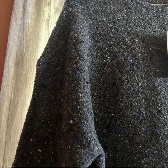 Everlane The Confetti Crew Charcoal Gray Blue Merino Wool Sweater Size L - Picture 2 of 6